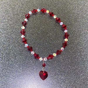 ruby red heart dangle bracelet